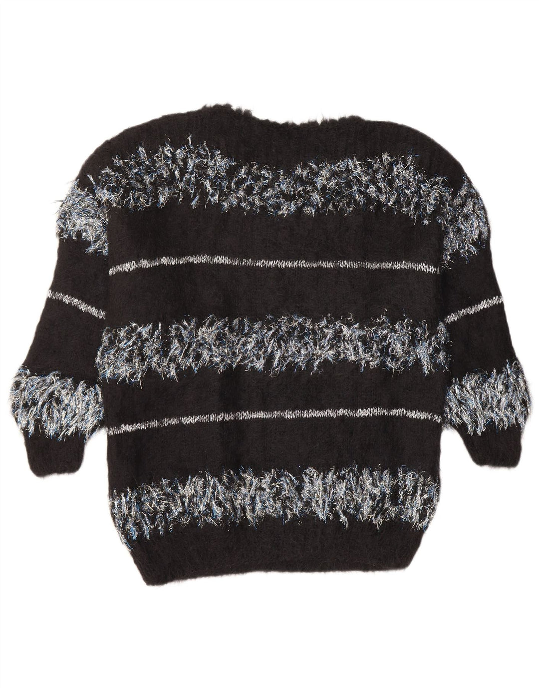 Maglione maglione con scollo a barca da donna VINTAGE UK 18 XL a righe nere