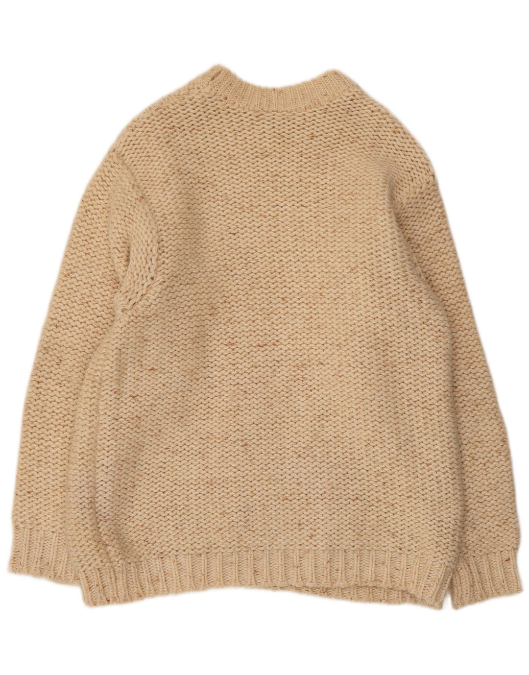 Maglione maglione girocollo da donna VINTAGE UK 16 grande bianco sporco