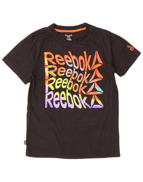 T-shirt grafica Reebok per ragazzi, 10-11 anni, grande, in cotone nero