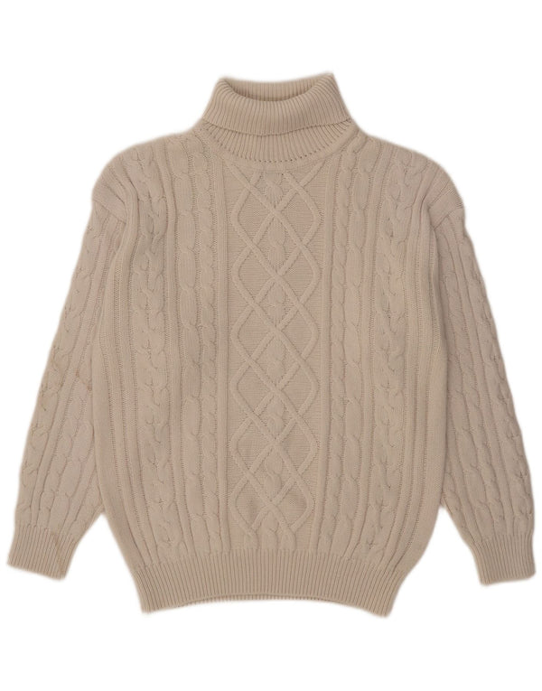 Maglione maglione vintage da uomo con collo alto UK 42/44 grande acrilico bianco