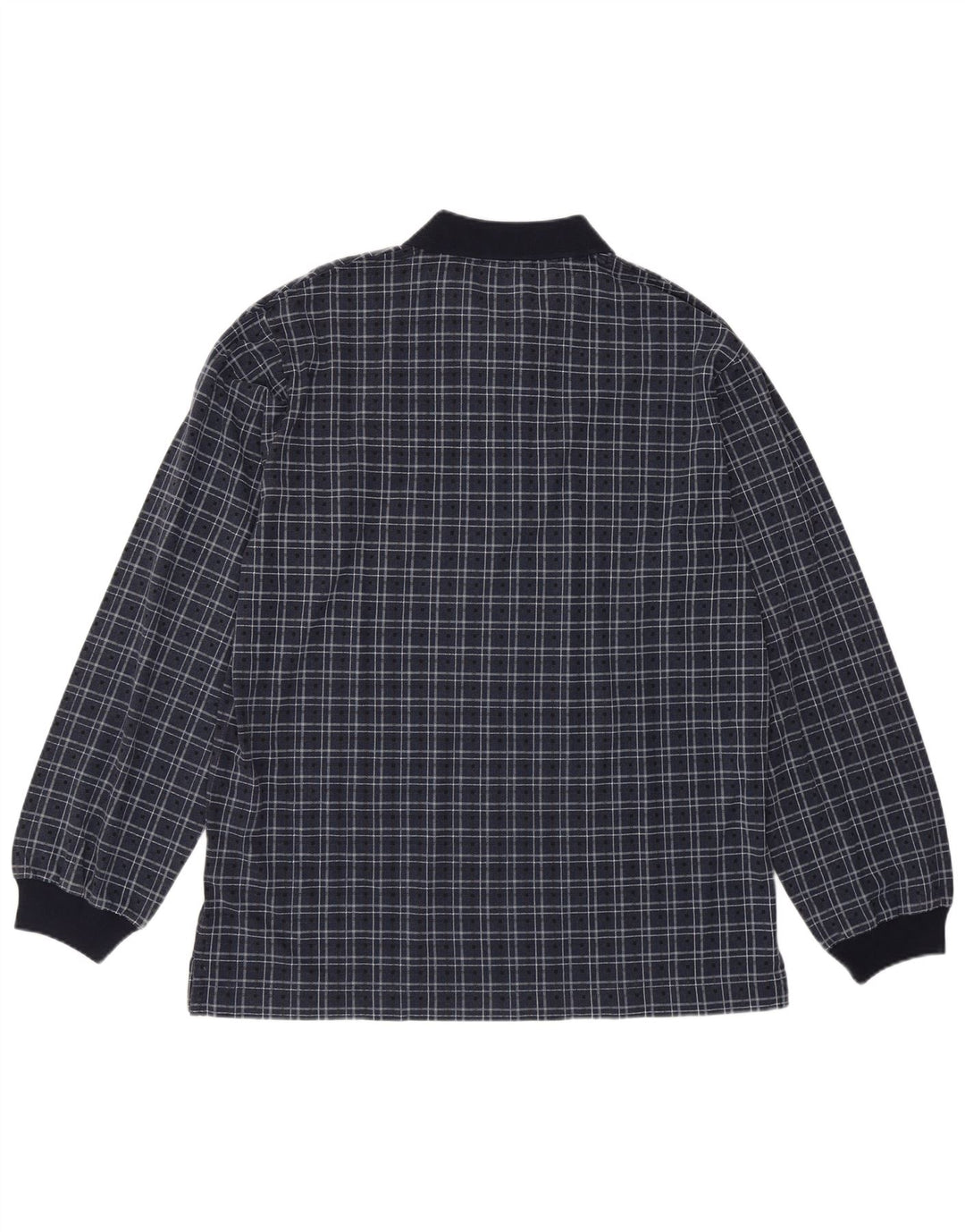 Polo da uomo a maniche lunghe Nautica in cotone a quadri blu navy medio