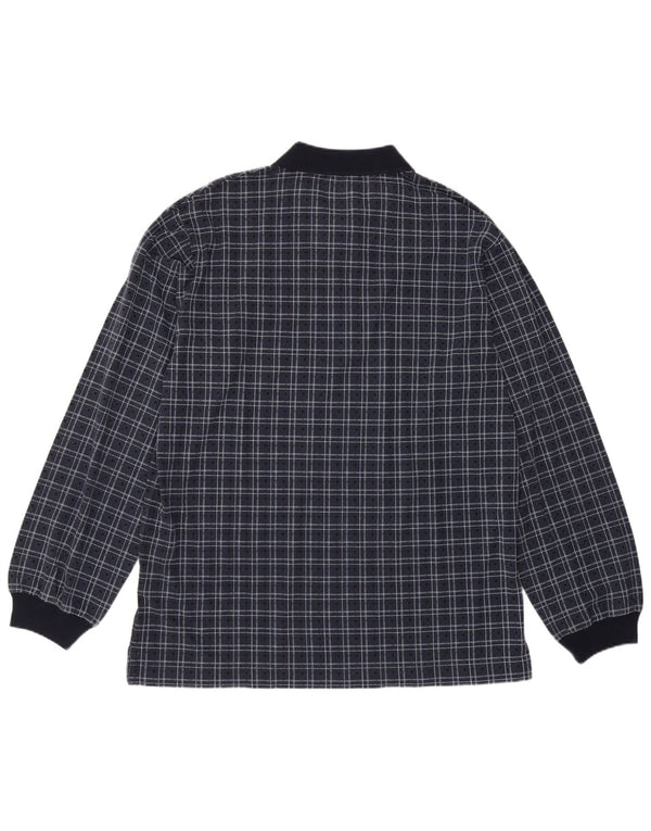 Polo da uomo a maniche lunghe Nautica in cotone a quadri blu navy medio