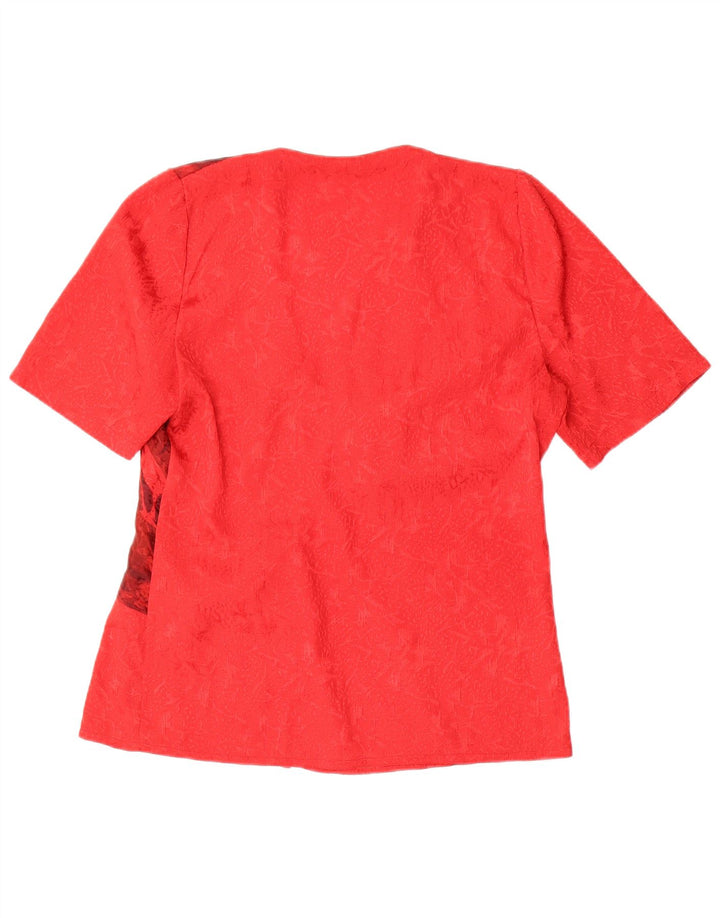 Top camicetta da donna vintage UK 16 grande rosso floreale