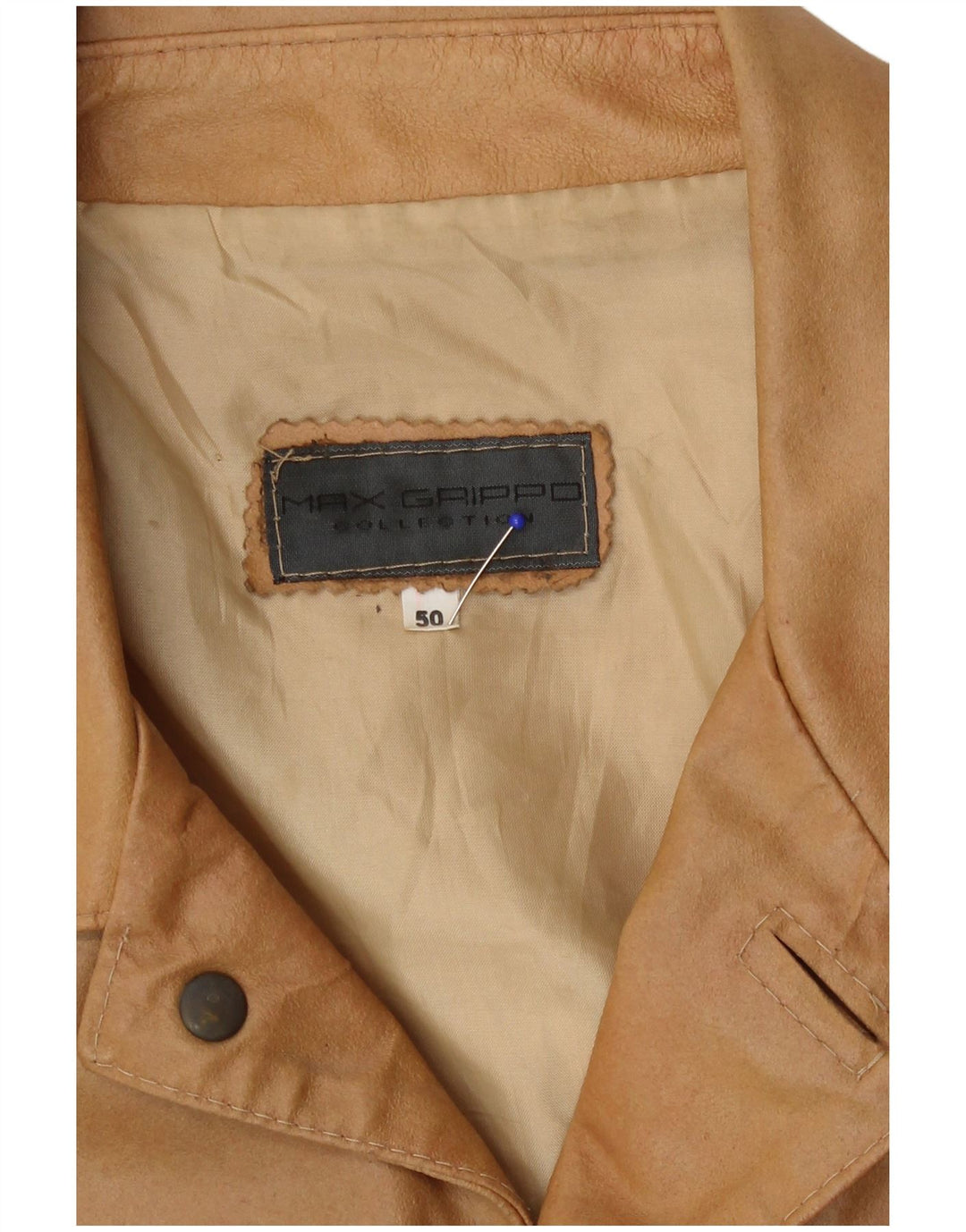 Giacca bomber da uomo Max Grippo in pelle EU 50 grande in pelle beige