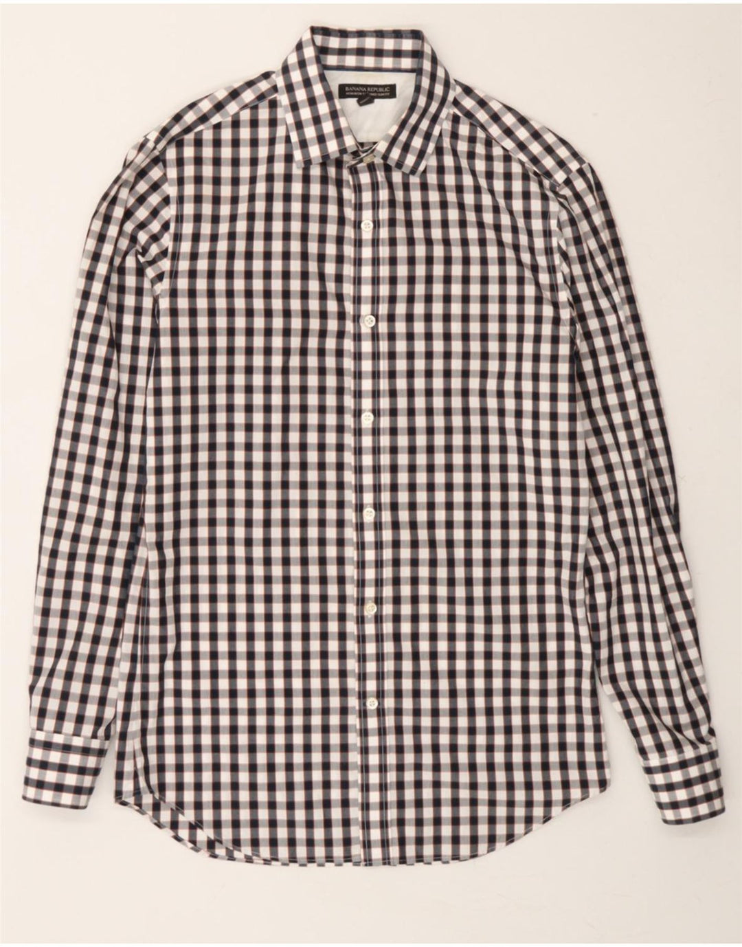 BANANA REPUBLIC Mens Shirt Size 14 1/2 Small Black Check Cotton Vintage Banana Republic and Second-Hand Banana Republic from Messina Hembry 