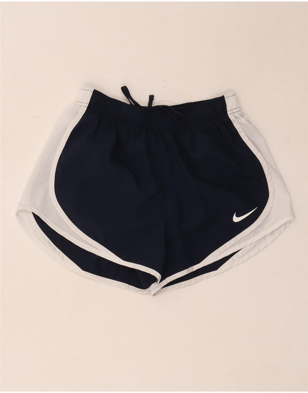Pantaloncini sportivi Nike da donna Dri Fit UK 10 Small blu navy color block