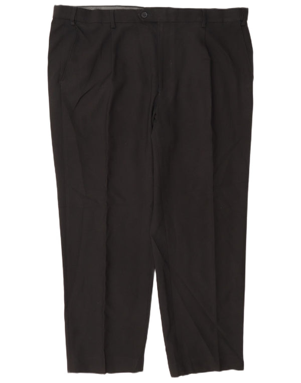 Pantaloni da abito vestibilità regolare da uomo Marks & Spencer W42 L29 poliestere nero