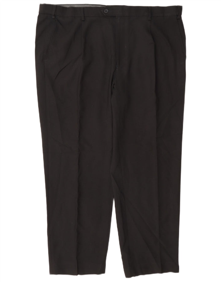 Pantaloni da abito vestibilità regolare da uomo Marks & Spencer W42 L29 poliestere nero