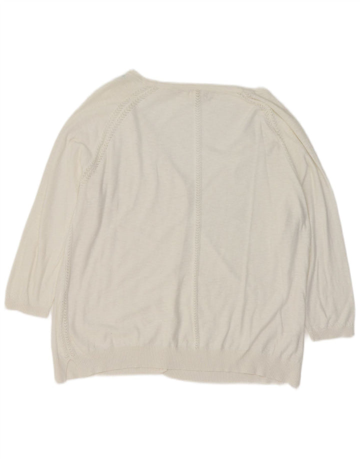 Maglione cardigan con maniche a 3/4 da donna Fat Face UK 16 Large Bianco