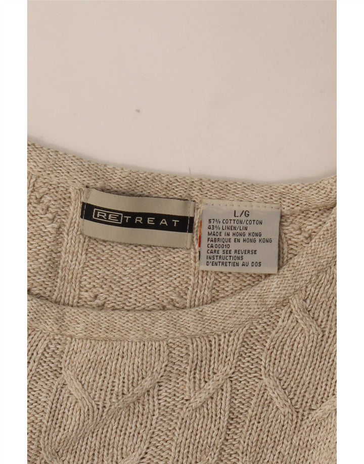 RETREAT Maglione girocollo da uomo in cotone beige grande
