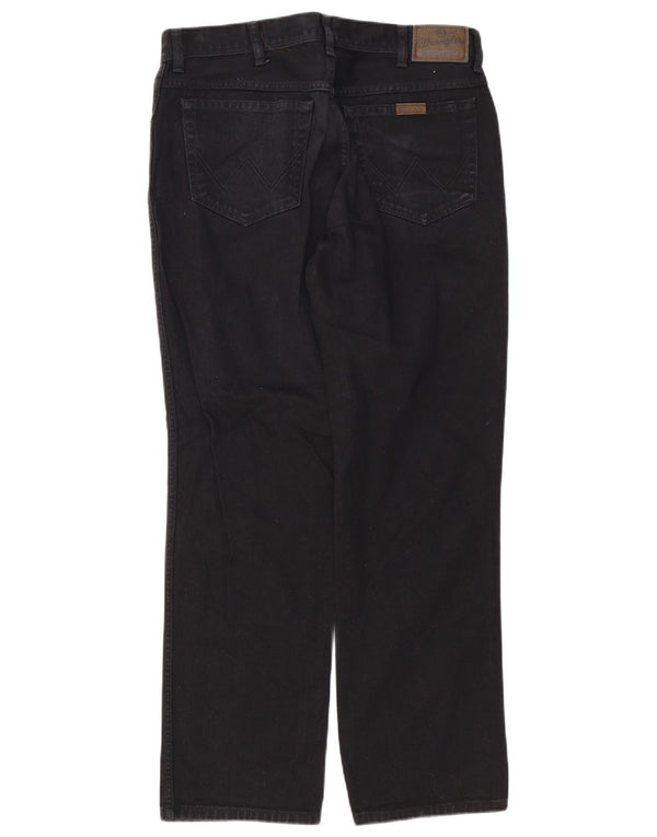 Jeans dritti da uomo Wrangler vestibilità regolare W36 L32 cotone nero