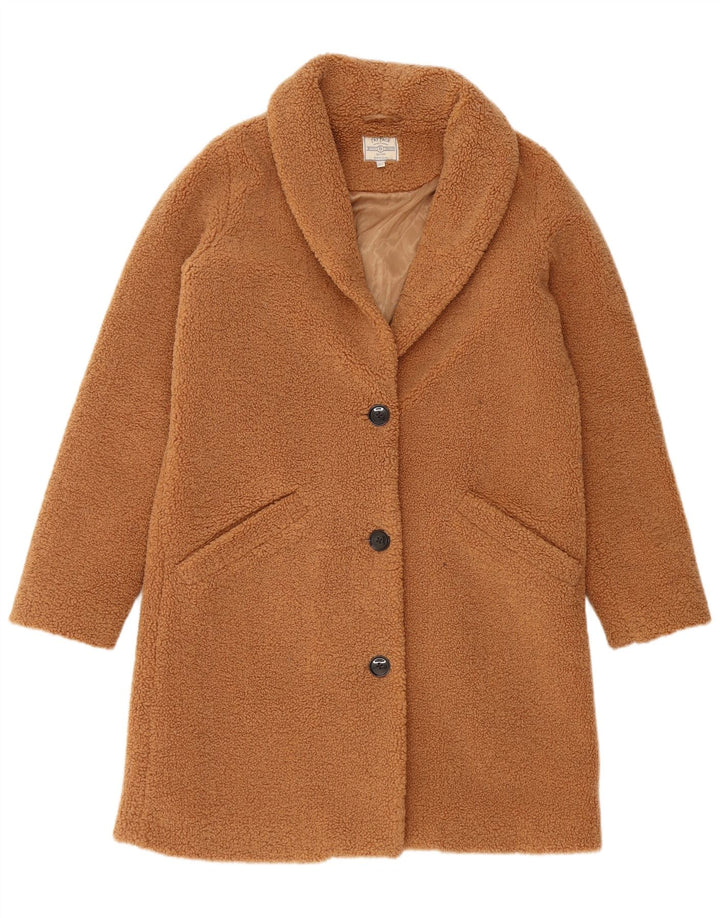 FAT FACE Cappotto oversize in pile da donna UK 10 Piccolo poliestere marrone