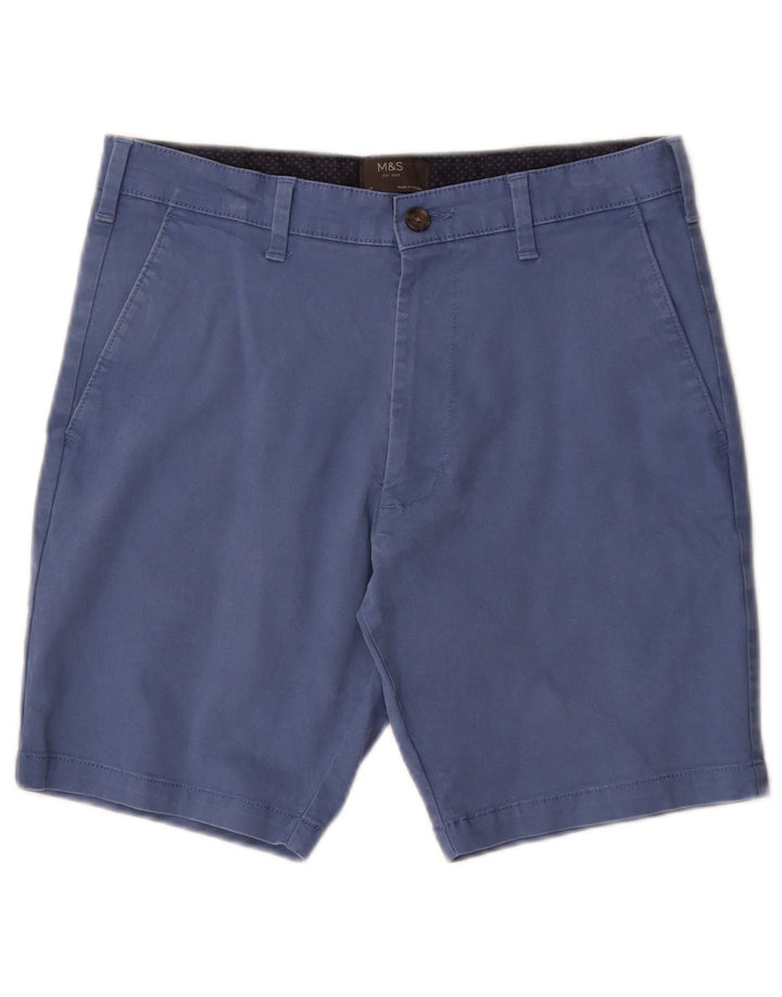 MARKS & SPENCER Pantaloncini chino da uomo W30 cotone blu medio