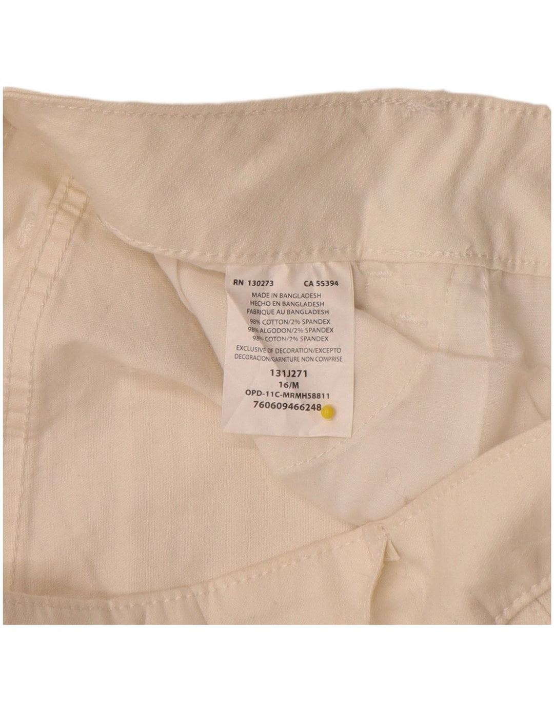 Pantaloni Capri da donna Lee US 16 2XL W36 L20 Cotone bianco