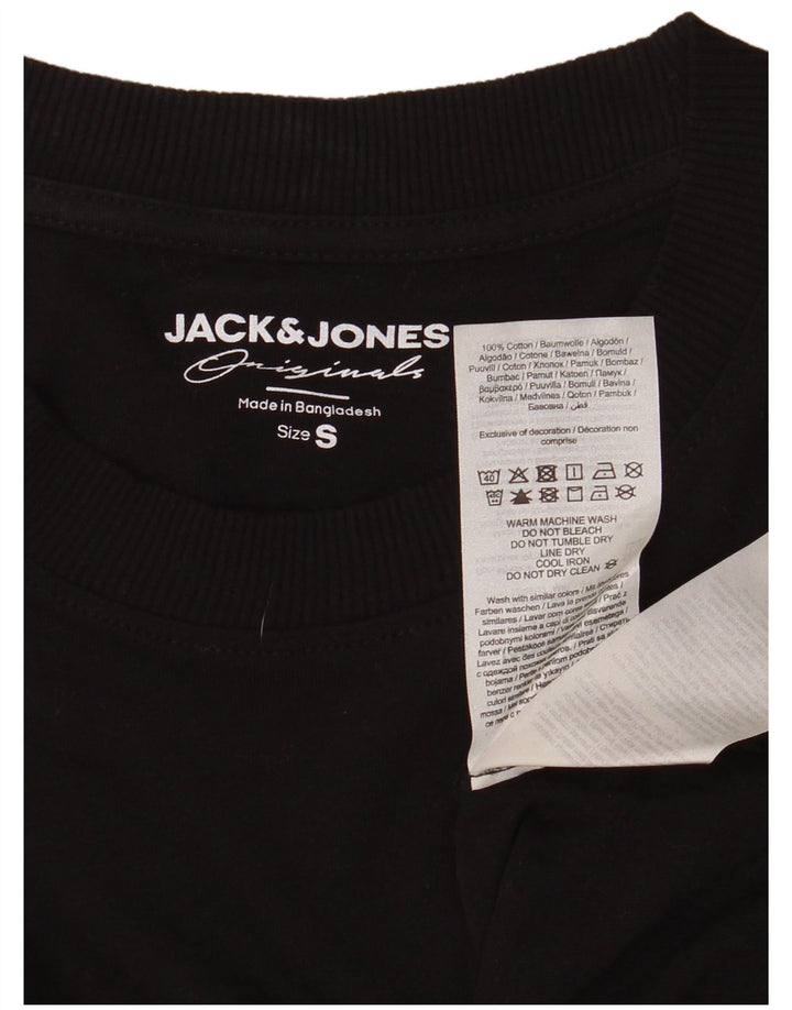 JACK & JONES Top da uomo a maniche lunghe piccolo in cotone nero