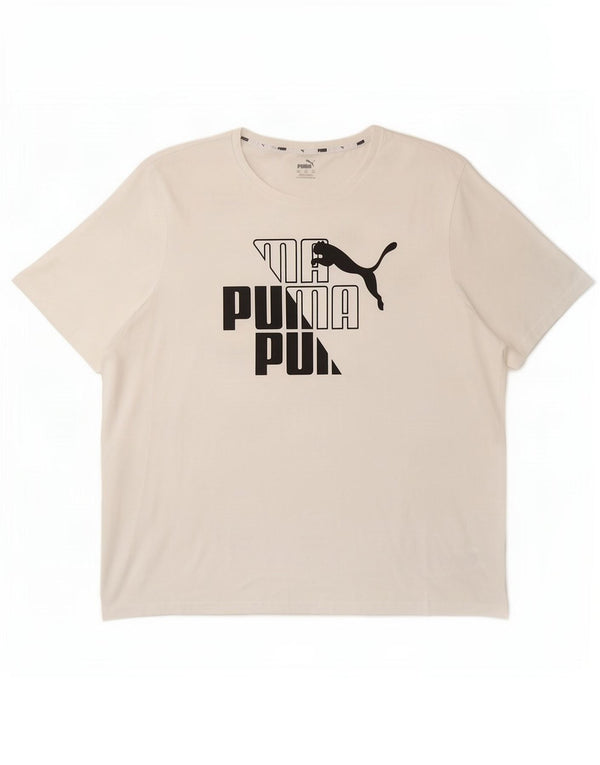 Puma Mens Graphic T-Shirt Top 2XL White Cotton