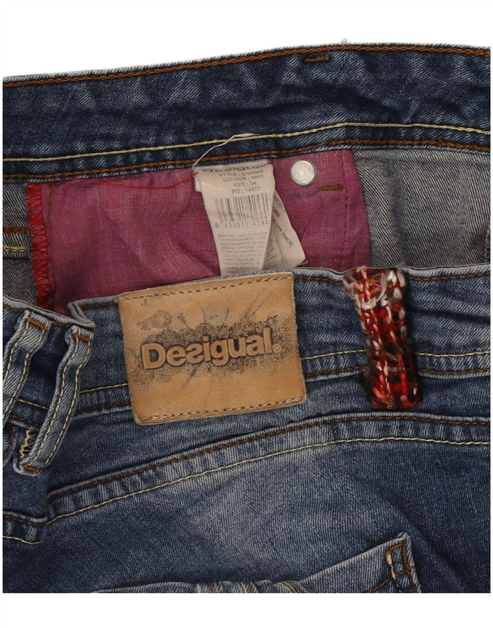 Jeans dritti arcobaleno da donna DESIGUAL W34 L28 cotone blu