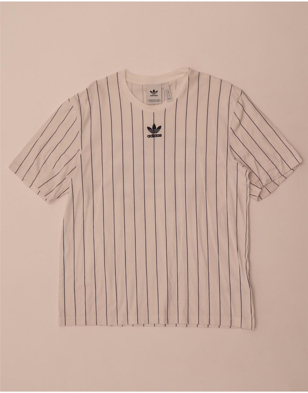 T-shirt grafica da uomo Adidas Top in cotone a righe bianche medie