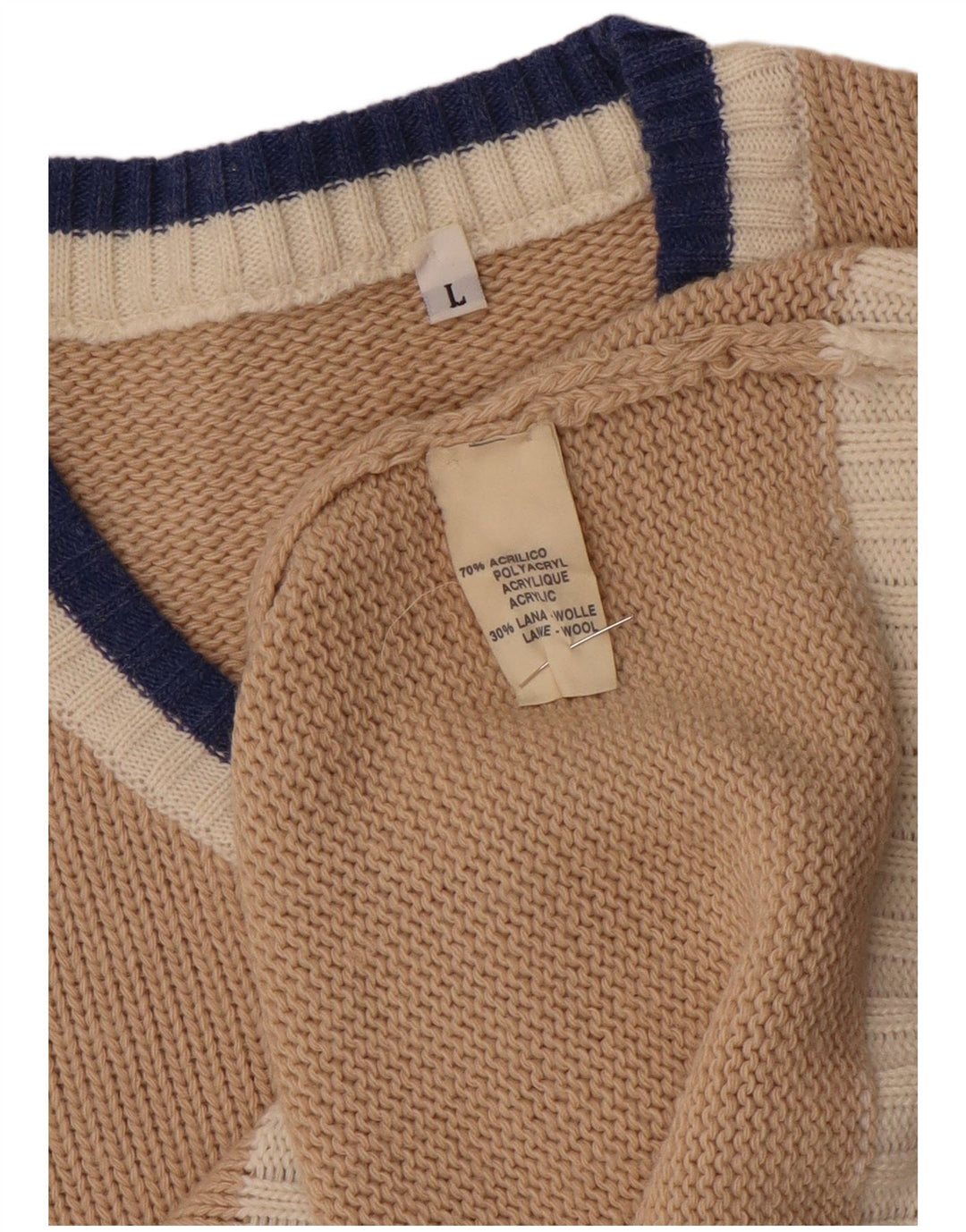 Canotta grafica vintage da uomo, grande, in acrilico beige