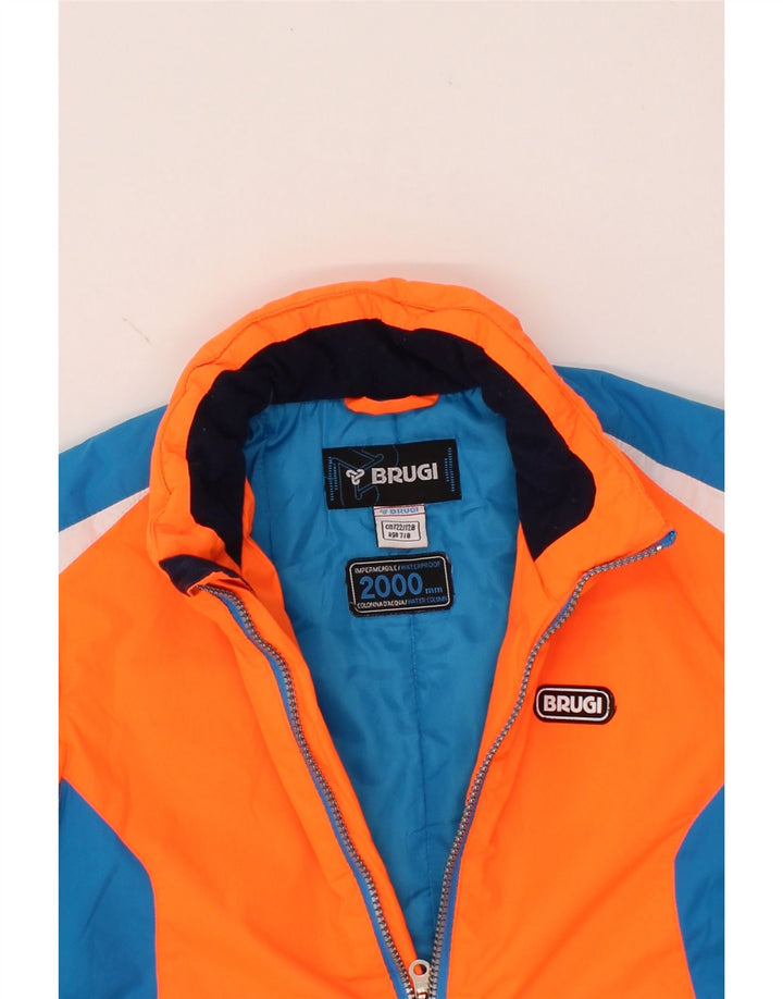 BRUGI Boys Windbreaker Jacket 7-8 Years Orange Colourblock Polyester Vintage Brugi and Second-Hand Brugi from Messina Hembry 