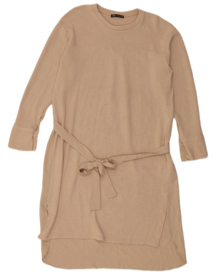 Abito maglione Zara da donna UK 14 Viscosa beige medio