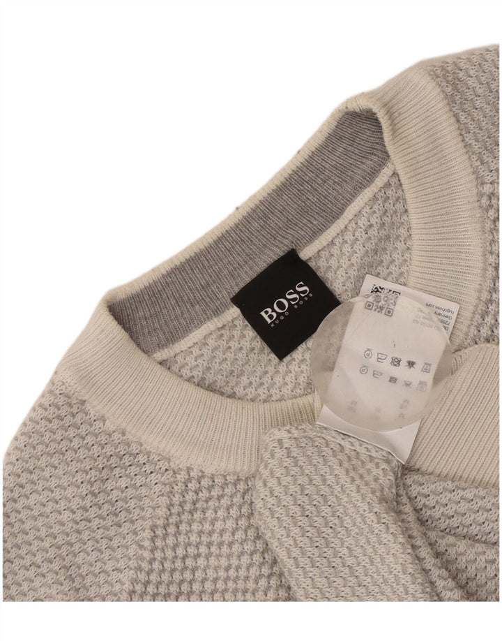 Maglione maglione girocollo da uomo Hugo Boss poliestere grigio medio