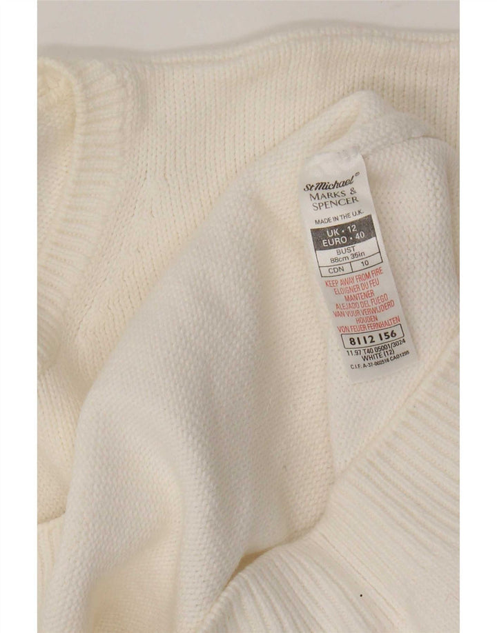 Maglione maglione girocollo da donna Marks & Spencer UK 12 medio bianco