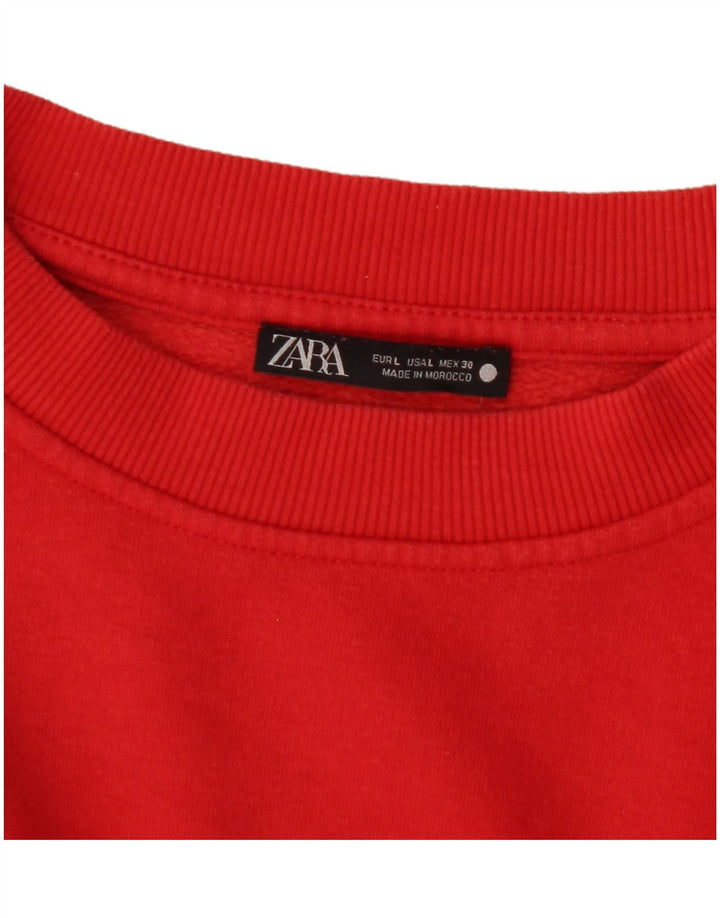 Felpa Zara Donna Maglione UK 16 Large Rosso