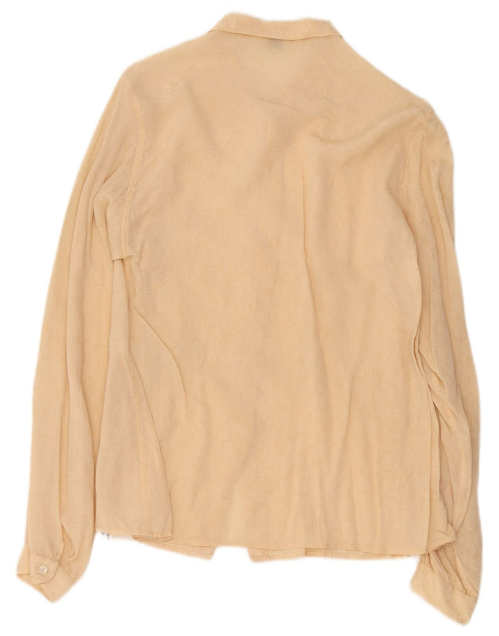 Camicetta Camicia Vintage da Donna IT 42 Seta Beige Medio