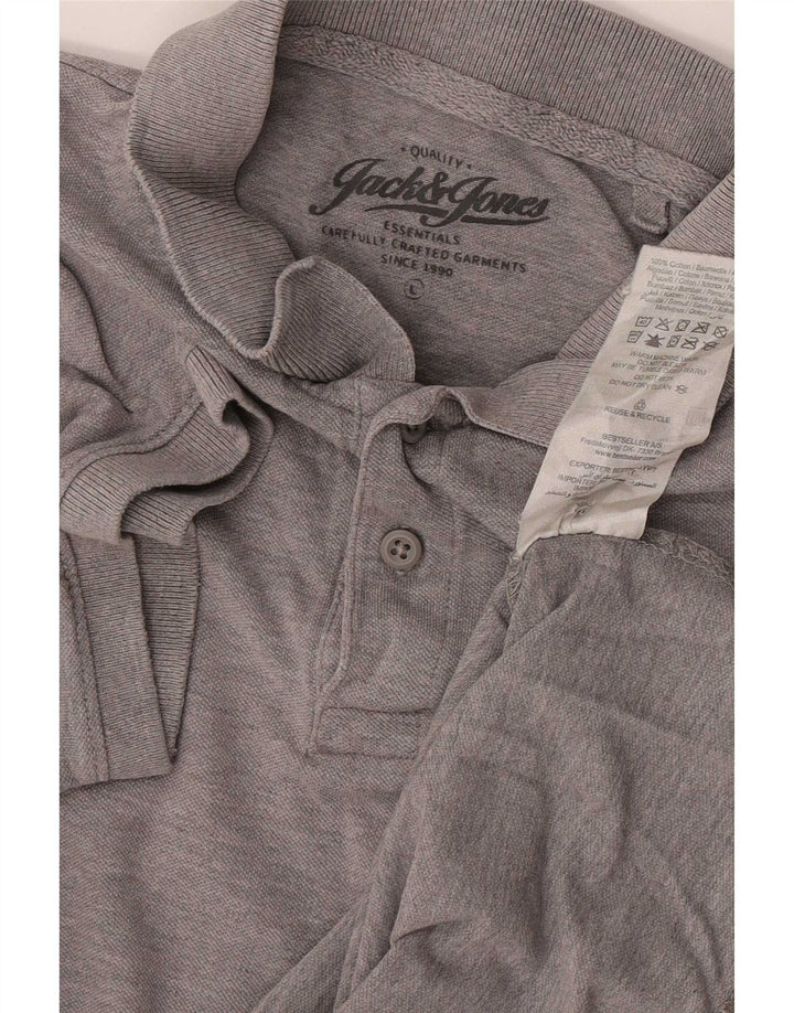 Polo da uomo Jack & Jones grande in cotone grigio