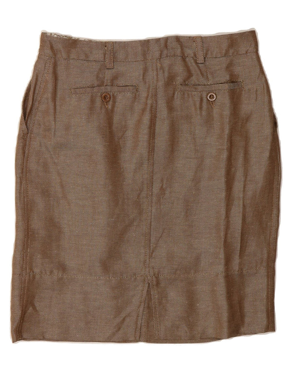 ALVIERO MARTINI Womens Pencil Skirt UK 10 Small W27 Brown Silk