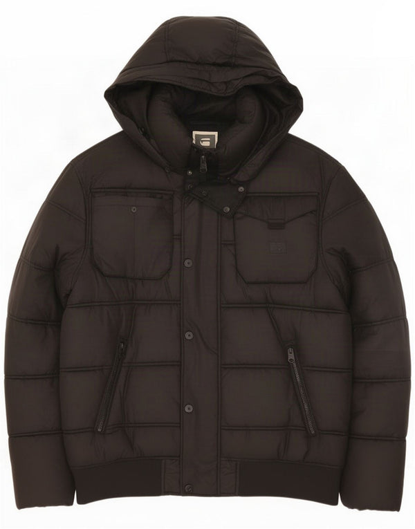 G-Star Giacca imbottita con cappuccio da uomo UK 46 3XL Nero Poliestere