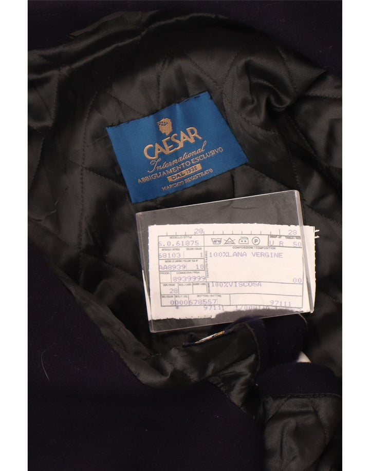 Cappotto da uomo Caesar UK 42 XL Lana vergine blu navy