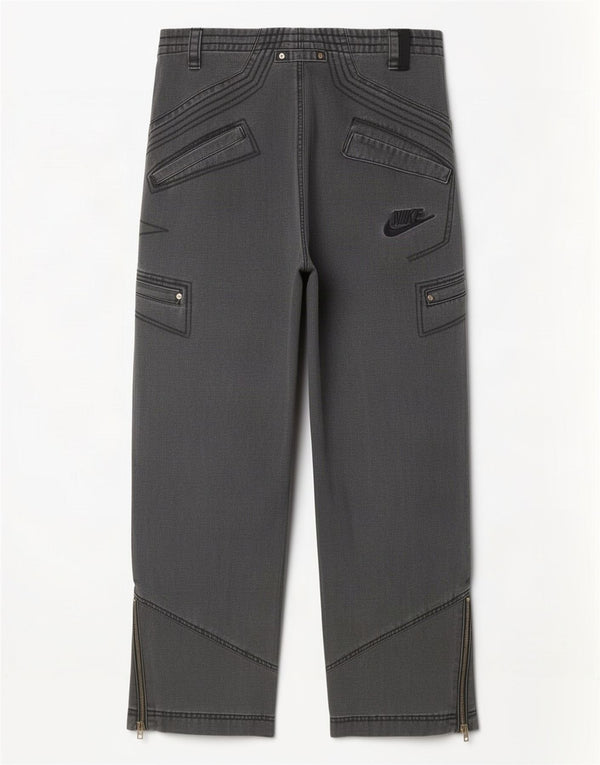Jeans larghi con grafica Nike da donna UK 10 piccoli W32 L31 cotone grigio