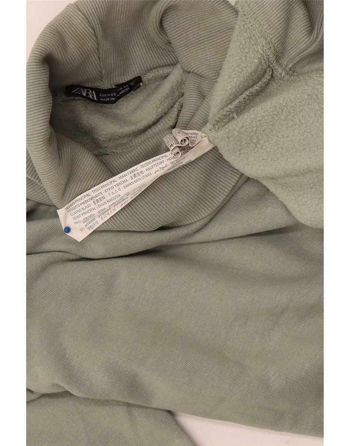 Felpa corta da donna Zara UK 14 cotone verde medio