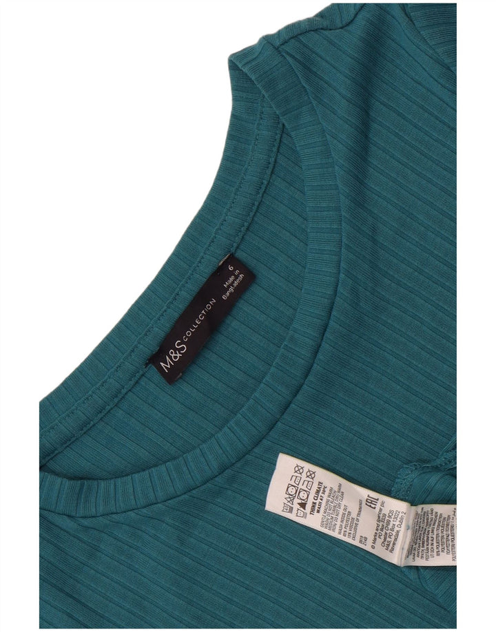 Abito lungo a maniche lunghe da donna Marks & Spencer UK 6 XS poliestere verde