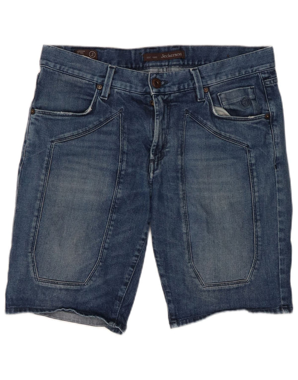JECKERSON Mens Denim Shorts W34 Large Blue Cotton