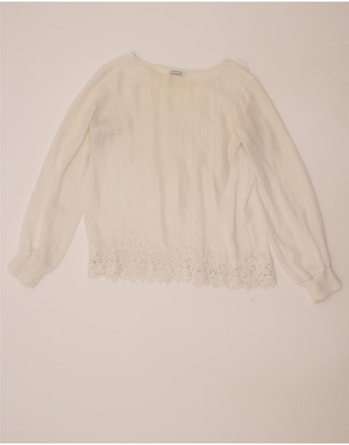 LIU JO Womens Blouse Top UK 14 Medium Off White Floral Vintage Liu Jo and Second-Hand Liu Jo from Messina Hembry 