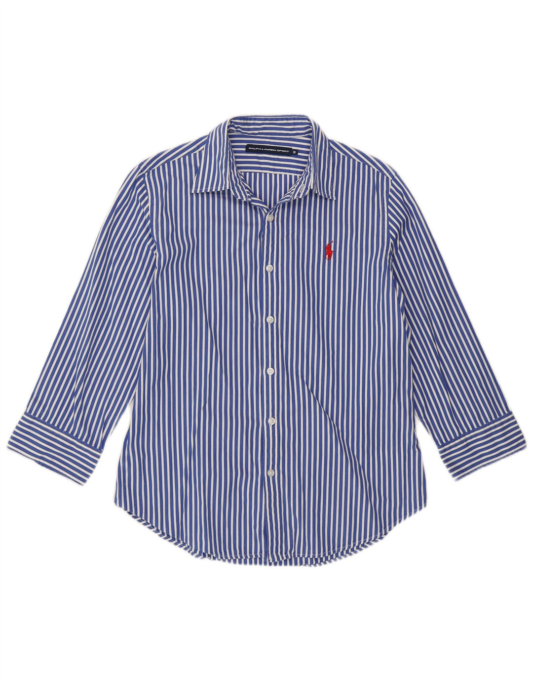 RALPH LAUREN Camicia da donna con maniche a 3/4 US 10 Cotone a righe grandi blu