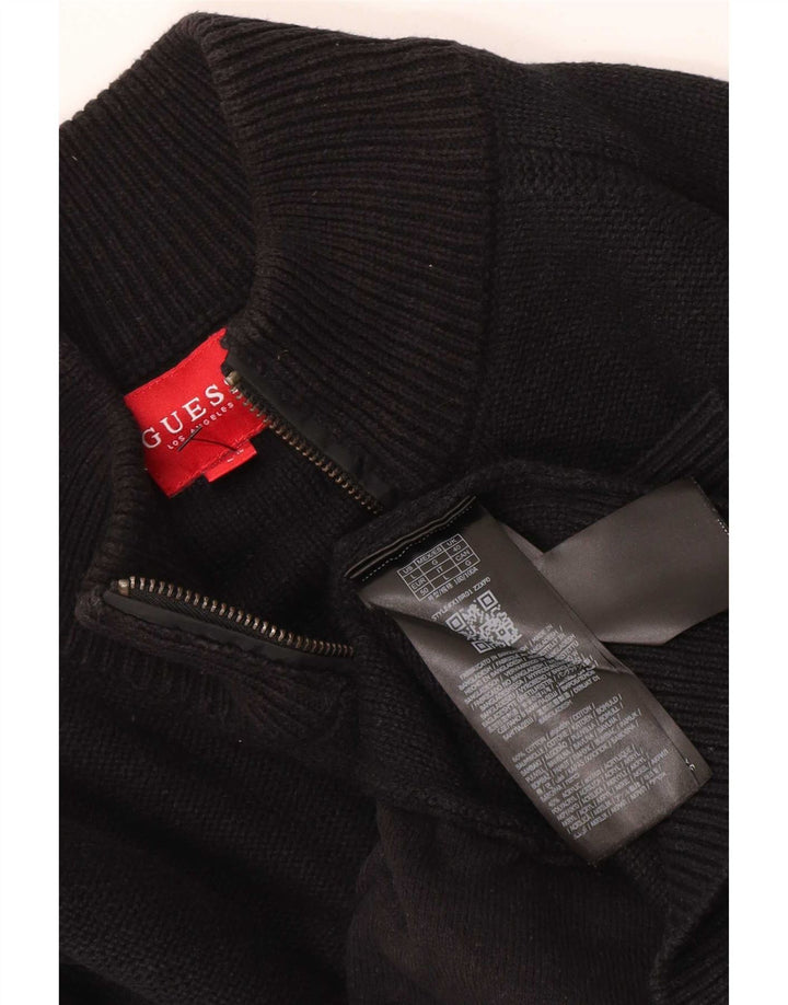 Maglione cardigan con zip intera da uomo Guess UK 40 cotone nero medio
