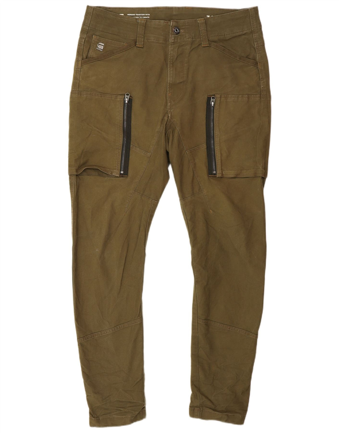 Pantaloni cargo G-STAR da uomo slim banana W34 L30 cotone kaki militare