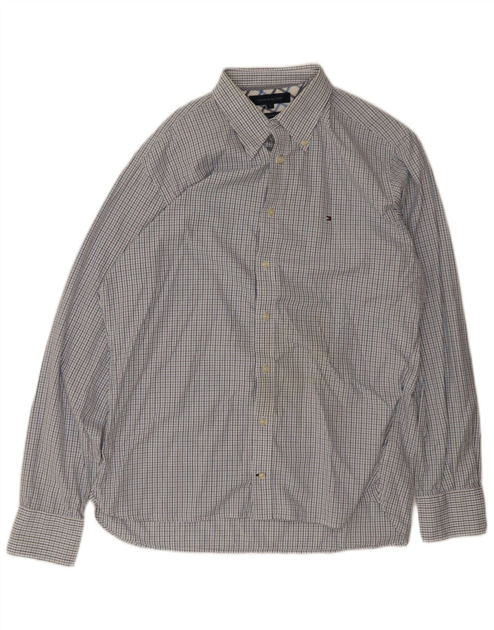 Camicia da uomo Tommy Hilfiger a quadri grandi in cotone blu