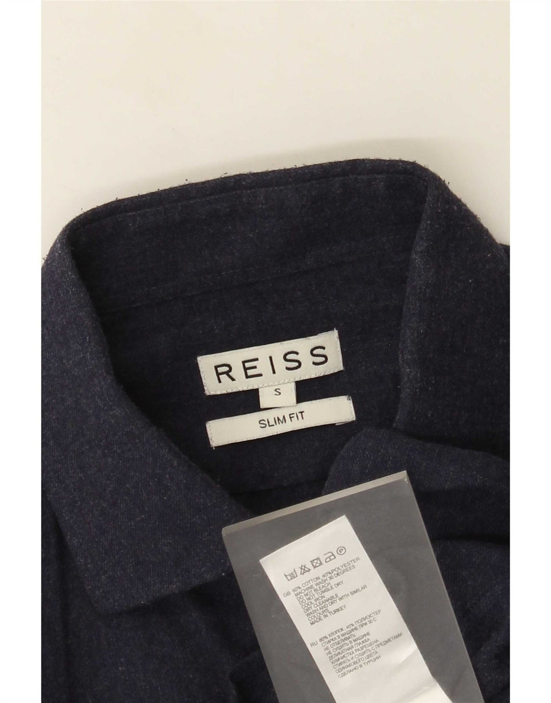 Camicia Reiss da uomo slim fit piccola in cotone blu navy
