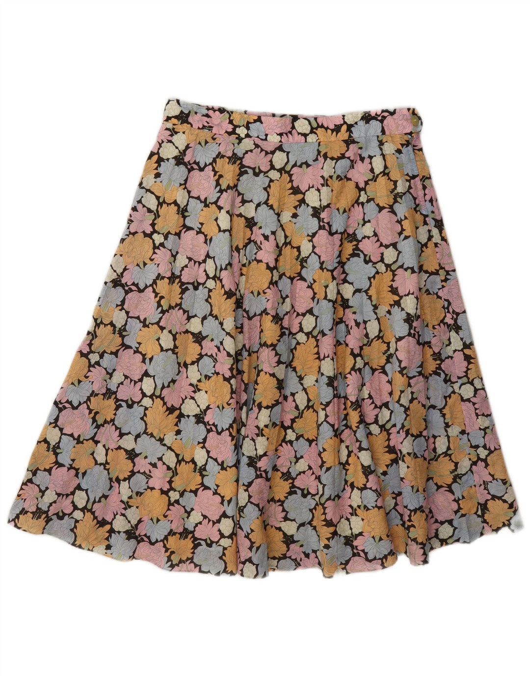 Gonna a trapezio da donna vintage W28 piccolo motivo floreale multicolore