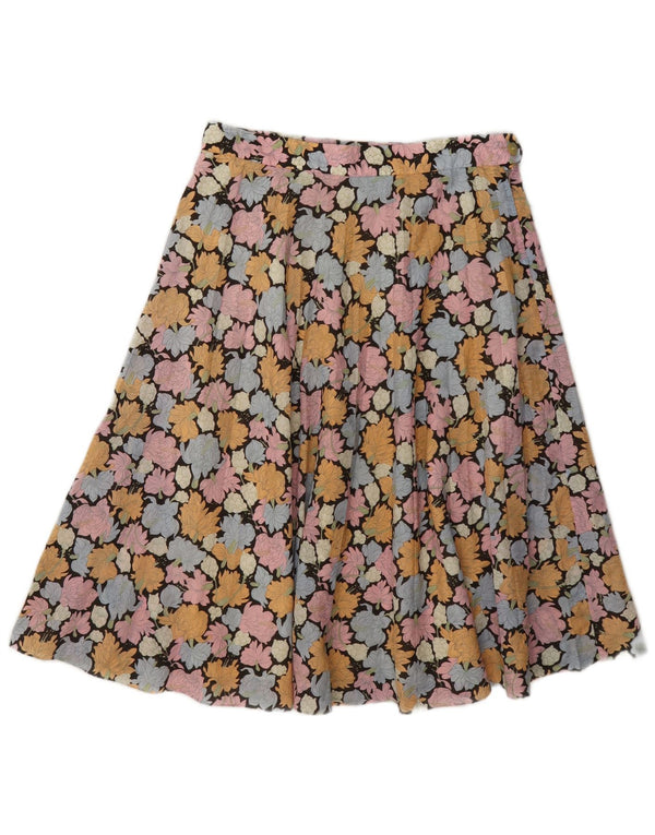Gonna a trapezio da donna vintage W28 piccolo motivo floreale multicolore