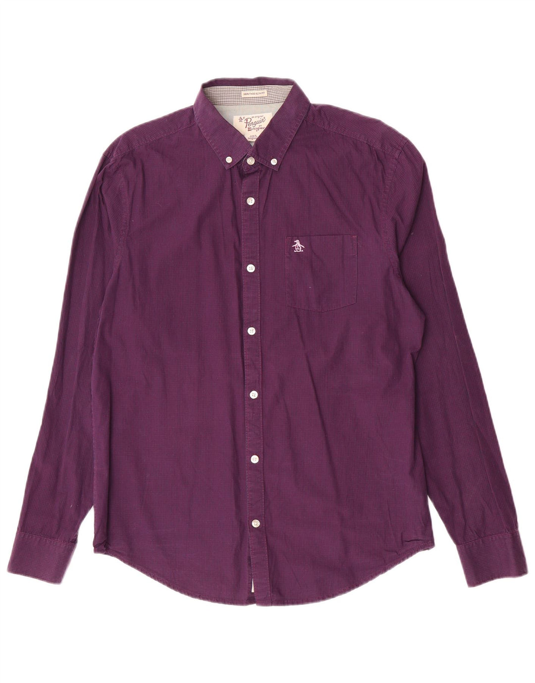 Penguin - Camicia slim fit Heritage da uomo, grande, in cotone a quadretti viola