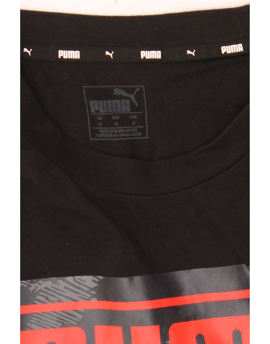 PUMA Mens Graphic T-Shirt Top Medium Black Cotton