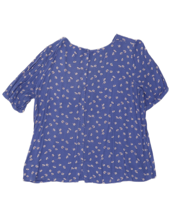 Camicia a maniche corte da donna Fat Face Camicetta UK 14 Grande viscosa floreale blu