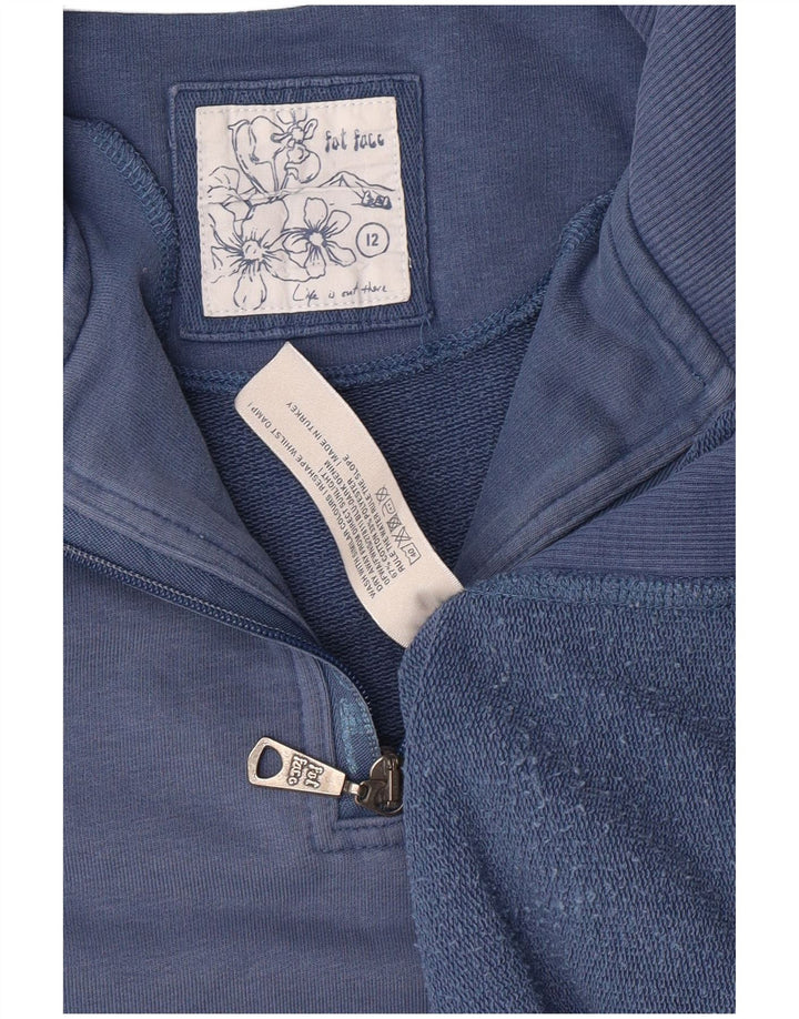 FAT FACE Felpa da donna con collo con zip Maglione UK 12 Cotone blu medio