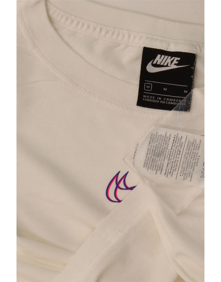T-shirt grafica corta Nike da donna UK 14 cotone bianco medio